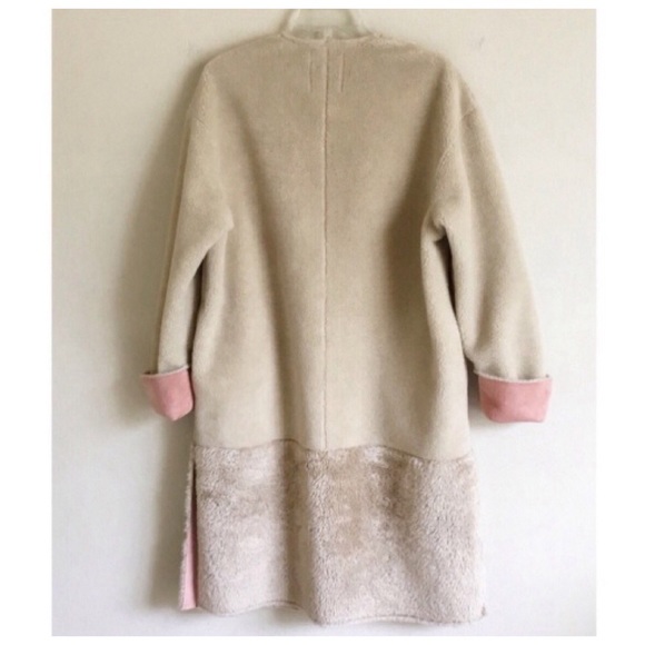 Zara 2 Sided Suede Teddy Coat pink/beige/cream - Picture 7 of 9